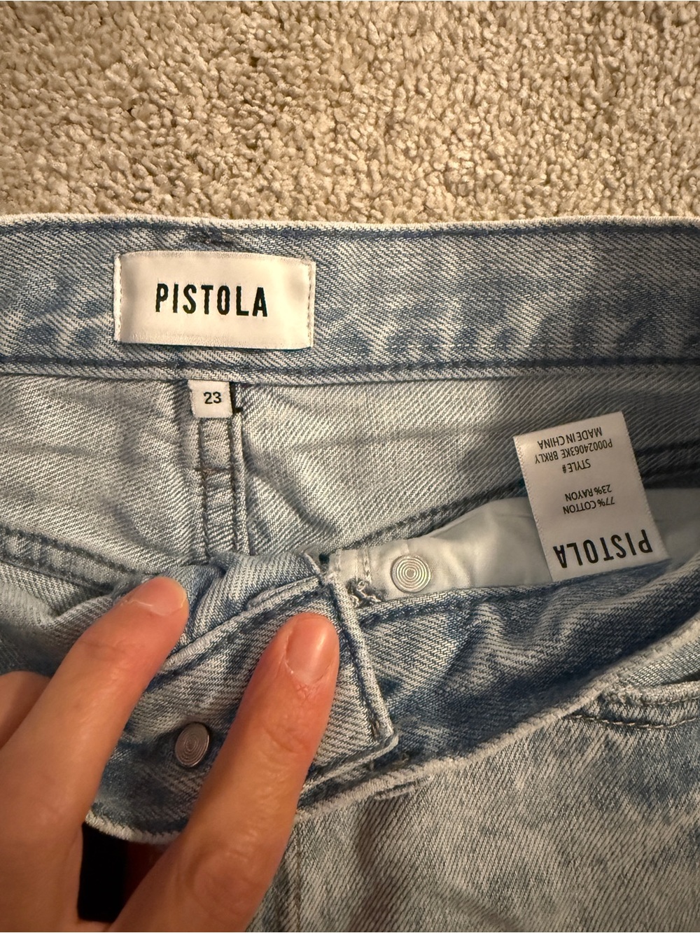 pistola faded light blue high-rise denim shorts worn once - Picture 2 of 3